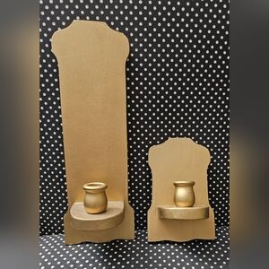 Wooden wall candle sconce set 2 Piece
